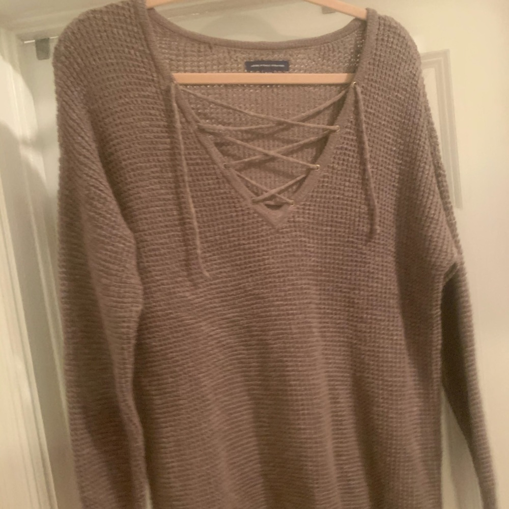 Lace up sweater